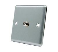 AET CSC1GSKY 13 A 1-Gang F Type Satin Finish Chrome Classical Sky Socket for Satellite Outlets