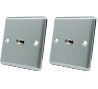 AET CSC1GSKY 13 A 1-Gang F Type Satin Finish Chrome Classical Sky Socket for Satellite Outlets (Pack of 2)