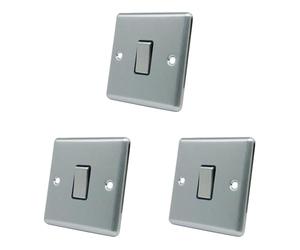 AET CSC1GSWIBS Satin Chrome Classical Black Insert Metal Rocker Switch-10 Amp Single 1 Gang 2 Way Light Switch (Pack of 3)