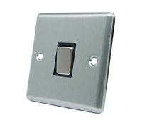 AET CSC1GSWIBSI 10 A 1-Gang Satin Finish Chrome Classical Single Intermediate Black Insert Metal Rocker Light Switch