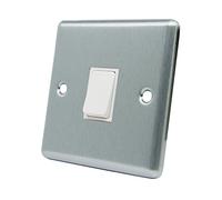 AET CSC1GSWIWHI Satin Chrome Classical Intermediate White Insert Plastic Rocker Switch-10 Amp Single 1 Gang Light Switch, 240 V