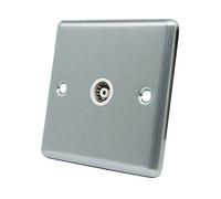 AET CSC1GTVWH 1-Gang Satin Finish Chrome Classical TV Coaxial Female Socket with White Insert
