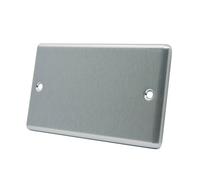 AET CSC2GBP Satin Chrome Classical Double Electrical Blanking Plate 2-Gang, Silver