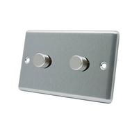 AET CSC2GDIM10 10 A 1000 W 2-Gang 2-Way Satin Finish Chrome Classical Double Light Dimmer Switch