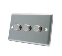 AET CSC3GDIM40 Satin Chrome Classical 400W-10 Amp Triple 3 Gang 2 Way 400W Light Dimmer Switch, 400 W, 240 V