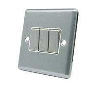 AET CSC3GSWIWS 10 A 3-Gang 2-Way Satin Finish Chrome Classical Triple White Insert Metal Rocker Light Switch