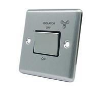 AET CSC3PFANBS 10 A 3-Pole Satin Finish Chrome Classical Black Insert Metal Rocker Fan Isolator Switch