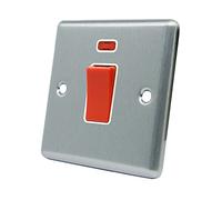 AET CSCCSWWH Satin Chrome Classical 45A White Insert 1-Gang Plate-45 Amp DP Cooker Switch w/Neon Indicator