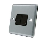 AET CSCSFSBL 13 A Satin Finish Chrome Classical Switched Fused Spur Connection Unit with Black Insert Plastic Rocker Switch
