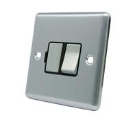 AET CSCSFSBS 13 A Satin Finish Chrome Classical Switched Fused Spur Connection Unit with Black Insert Metal Rocker Switch