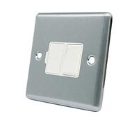 AET CSCSFSWH 13 A Satin Finish Chrome Classical Switched Fused Spur Connection Unit White Insert Plastic Rocker Switch