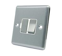 AET CSCSFSWS Satin Chrome Classical Spur White Insert Metal Rocker Switch-13 Amp Switched Fused Connection Unit, 240 V