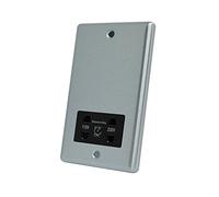 AET CSCSHABL 115/230 V 2-Gang Satin Finish Chrome Classical Shaver Socket with Black Insert