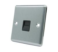 AET CSCTELMBL Satin Chrome Classical Telephone Master Black Insert-BT Phone Socket, 240 V