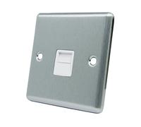AET CSCTELSWH Satin Finish Chrome Classical BT Telephone Extension Slave Socket with White Insert