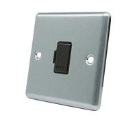 AET CSCUFSBL Satin Chrome Classical Unswitched Spur Black Insert-13 Amp Fused Connection Unit
