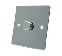 AET FSC1GDIMLED Satin Chrome Flat 250W-10 Amp Single 1 Gang 2 Way 250W LED Light Dimmer Switch, 250 W, 240 V