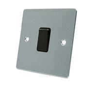 AET FSC1GSWIBLI Satin Chrome Flat Intermediate Black Insert Plastic Rocker Switch-10 Amp Single 1-Gang Light Switch, 240 V