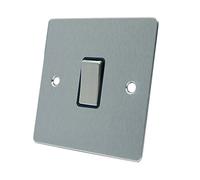 AET FSC1GSWIBS 10 A 1-Gang 2-Way Satin Chrome Flat Single Light Switch with Black Insert Metal Switch