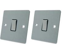AET FSC1GSWIBS 10 A 1-Gang 2-Way Satin Chrome Flat Single Light Switch with Black Insert Metal Switch (Pack of 2)