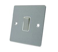 AET FSC1GSWIWSI 10 A 1-Gang Satin Chrome Flat Intermediate Single Light Switch with White Insert with Rocker Switch