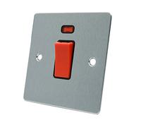 AET FSCCSWBL Satin Chrome Flat 45A Black Insert 1-Gang Plate-45 Amp DP Cooker Switch w/Neon Indicator