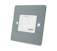 AET FSCSFSWH Satin Chrome Flat Spur White Insert Plastic Rocker Switch-13 Amp Switched Fused Connection Unit