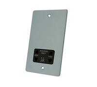 AET FSCSHABL 115 V/230 V 2-Gang Satin Chrome Flat Insert Dual Voltage Shaver Socket - Black