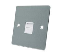 AET FSCTELSWH Satin Chrome Flat Telephone Slave BT Phone Secondary Extension Socket with White Insert