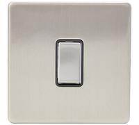 AET SL1GSWIBS 1 Gang 10 A Screwless Black Insert Metal Rocker Switch