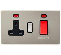 AET SLCC2NBL Screwless Satin Chrome Flat Cooker Control Unit w/Neon Black Insert