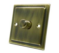 AET VAB1GDIMLED 250 W 10 A 1 Gang 2 Way Victorian Antique Brass LED Light Dimmer Switch