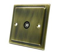 AET VAB1GTVBL Victorian Antique Brass TV Single 1-Gang Aerial Coaxial Female Socket, 240 V