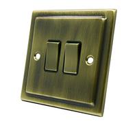 AET VAB2GSWIBB 10 A 2 Gang 2 Way Victorian Antique Brass Light Switch