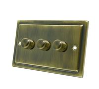 AET VAB3GDIM40 Victorian Antique Brass 400W-10 Amp Triple 3-Gang 2 Way 400W Light Dimmer Switch, 400 W, 240 V