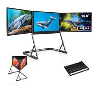 AETEREOS 3 Screen Monitor With 1080p Fhd Ips Display, 15.6” Portable Triple Monitors For Laptop, With 360° Rotation Adjustable Viewing Angles, With Type-C/Hdmi/Usb-C