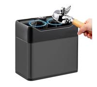 AETEREOS Electric Automatic Coffee Grounds Cleaner for Espresso Machine Handle - with Brush and Powder Wiper Cleaning Machine - Commercial 58mm Coffee Portafilter Cleaner Black