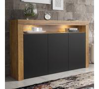 Aether 155cm Sideboard LED - Oak & Black Matt Doors