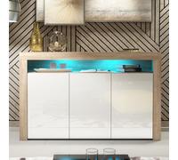 Aether 155cm Sideboard LED - Oak & White Gloss Doors