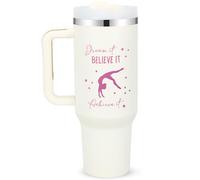 AETHER Gymnastics Tumbler Cup Water Bottle, Stainless Steel Tumbler for Gymnastics Lovers, 40oz Tumbler with Handle & Straw for Coach Teachers, Coffee Cup Tea Mug Birthday Graduation Gift