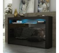 Aether Sideboard 155Cm Black With High Gloss Doors And Led Lighting - Creative Furniture