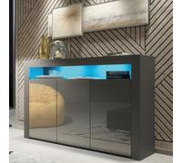 Aether Sideboard 155Cm Dark Grey With High Gloss Doors And Led Lighting - Creative Furniture