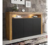 Aether Sideboard 155Cm Oak & Black Matt Doors And Led Lighting - Creative Furniture