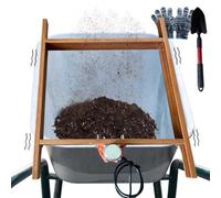 AetherCraft Ultra-Efficient Soil Sifter with Vibration Motor, Large Capacity Stainless Steel Screen for Sand, Rocks, and Compost, Fits Most Size Garden Yard Wheelbarrow Carts, 110V Plug with Switch