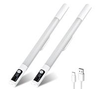 AetherGiow Indoor Wireless Magnetic Under Cabinet Kitchen Lights, Rechargeable LED Intelligent Display Motion Sensor Light, Adjustable 3CCT, 2000mAh Dimmable, Wardrobes, Stairs, 2 Packs (Silver)