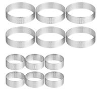 Aetherion 12 Pieces 1.97Inch & 3.15Inch Stainless Steel Tart Rings Perforated Cake Mousse Rings Metal Pastry Cake Mold