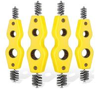 Aetherion 4-Pack Copper Pipe Cleaner Brushes: 4-in-1 Thread Cleaner, Inside & Outside Pipe Brush, Stainless Steel Bristles, Yellow