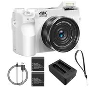 Aetheros Digital Camera, Aetheros Digital Camera Original, 4k 75mp Cameras for Photography with Wifi, Autofocus, Selfie 3" Lcd Screen Compact Video Camera for Beginners, Teens, Adult (White)