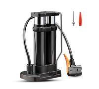 AetherPeak Bike Floor Pump -Activated Pump. Double - Barrel Design for Quick Inflation. Great for Mountain Bikes, Tyres, Sports Balls & More. Fits Presta & Schrader (parallel bars)