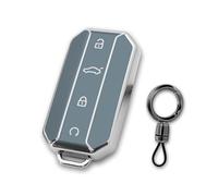 AetherPeak Car Key Cover for Chery Omoda & Jaecoo,TPU 4 Button Key Shell Cover Smart Protector with Keychains Accessories,Fits Jaecoo J7 Jaecoo 5 Luxury 2025-2026 (Blue Silver)